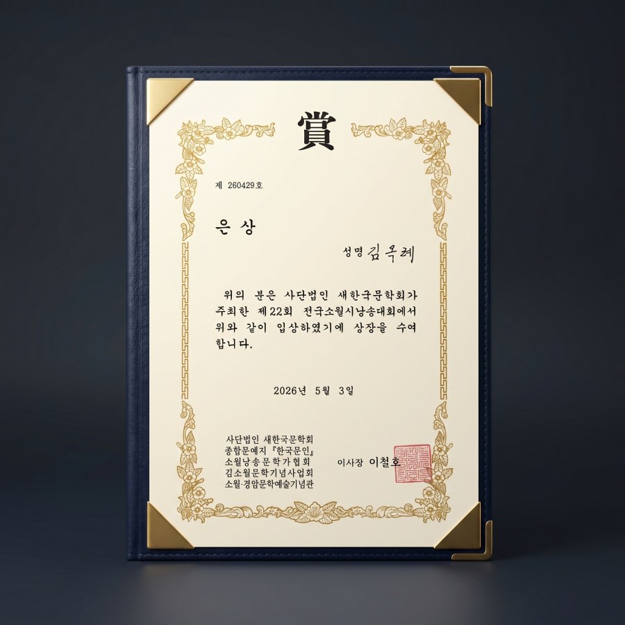 은상 상장 — 전국소월시낭송대회